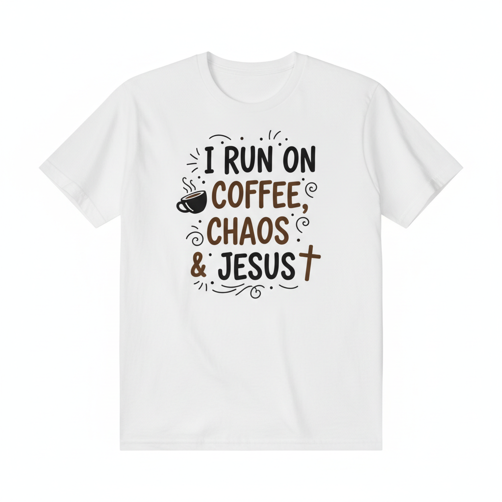 I Run On Coffee, Chaos & Jesus Tee